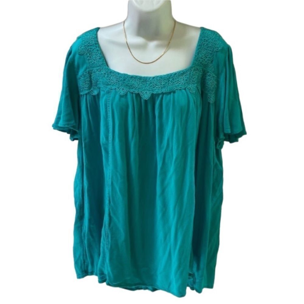 ☀️ Lane Bryant Turquoise Oversized Shirt – Women’s Size 18